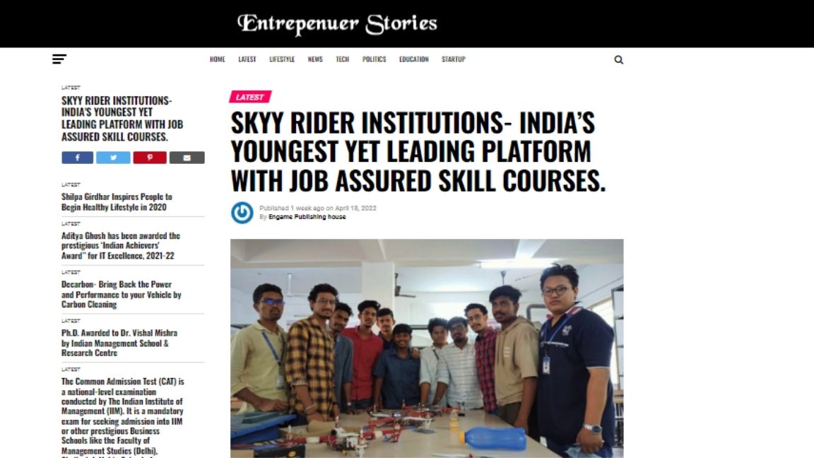 SkyyRider has been featured in Entrepenuer Stories 